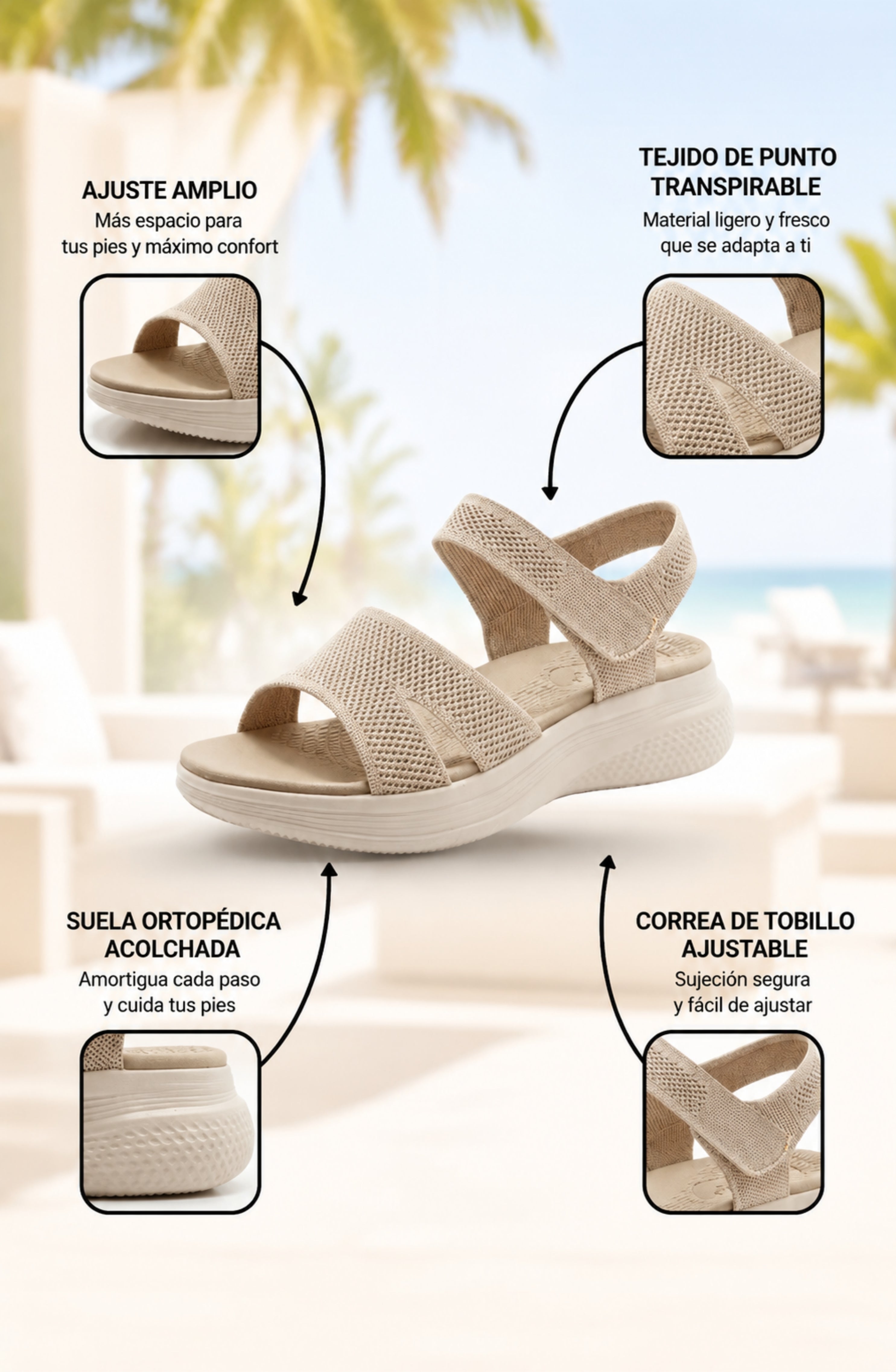 Sandalias Éloise - anchas y elásticas para caminar