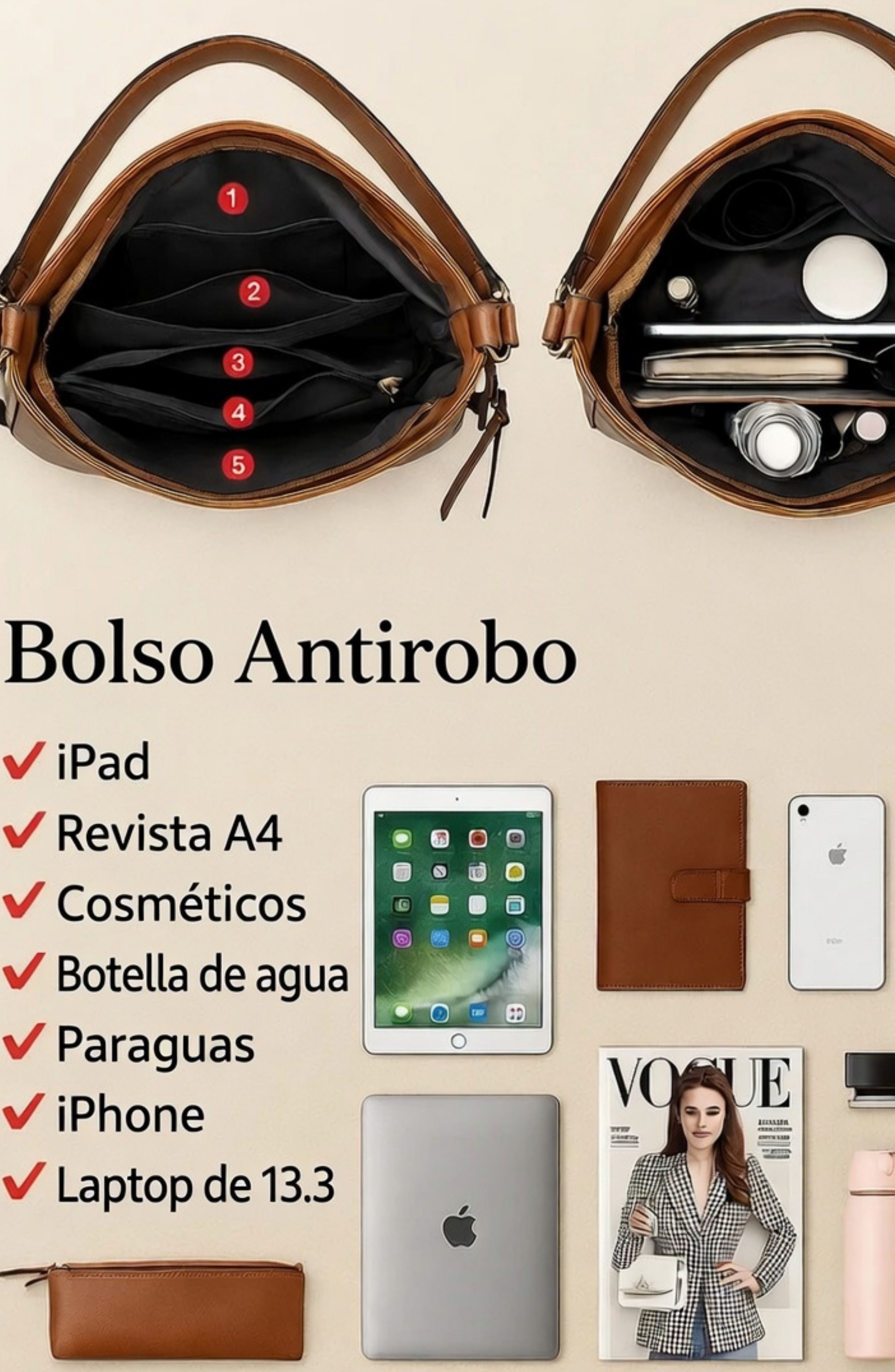 Bolso Riba - efecto piel con tarjetero Antirobo de regalo